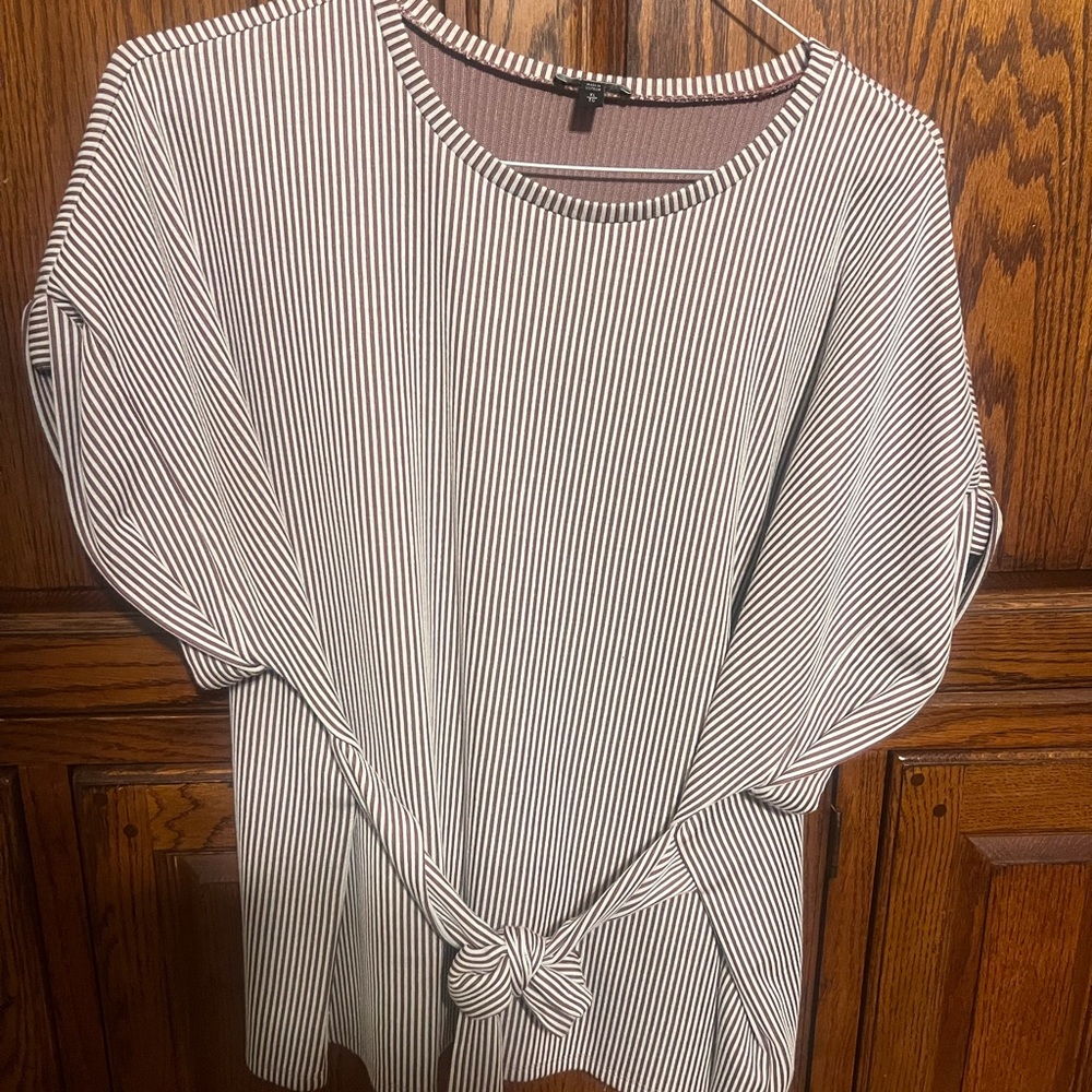 Striped Mauve and White Women's Top